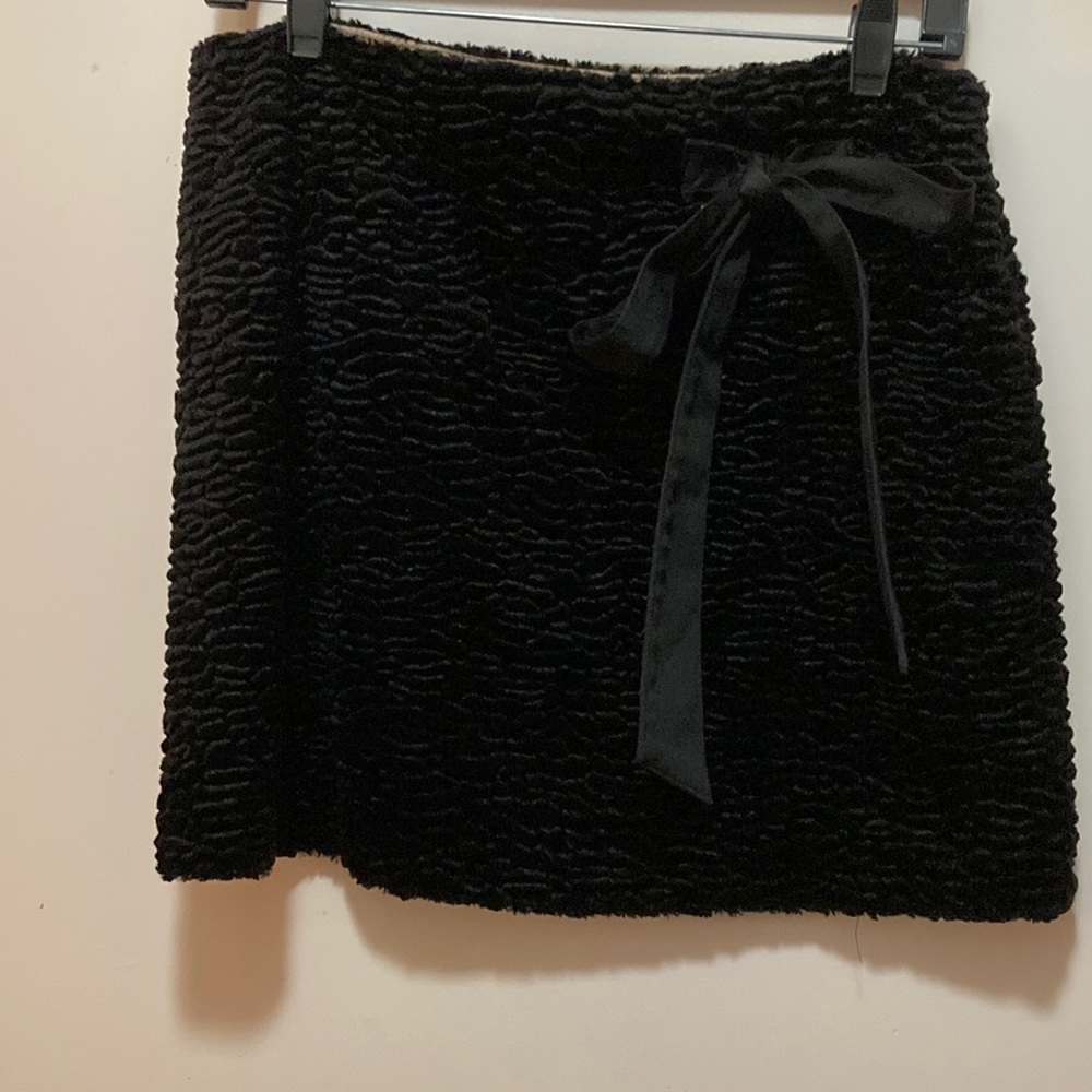 Anthropologie Ruth faux lamb mini skirt with bow